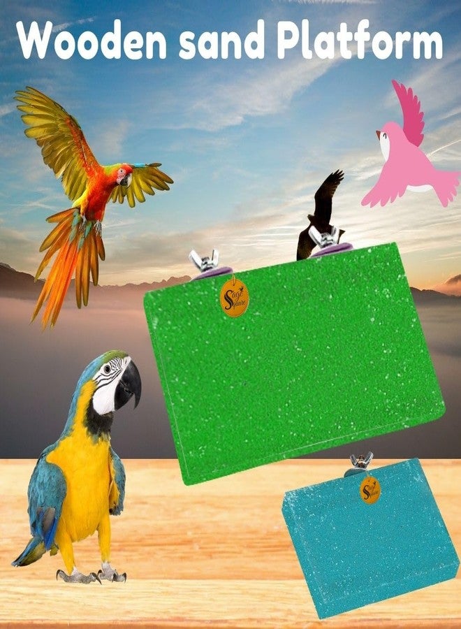 Sage Square Sand Platform Made of Natural Wood, Combo of Two (3 * 4.5 & 9 * 4.5 inches) Rectangle Shaped Perch Stand, Cage Accessories, Gym, Playful Toy, Suitable for Birds, Parrots, Budgies - Image 3